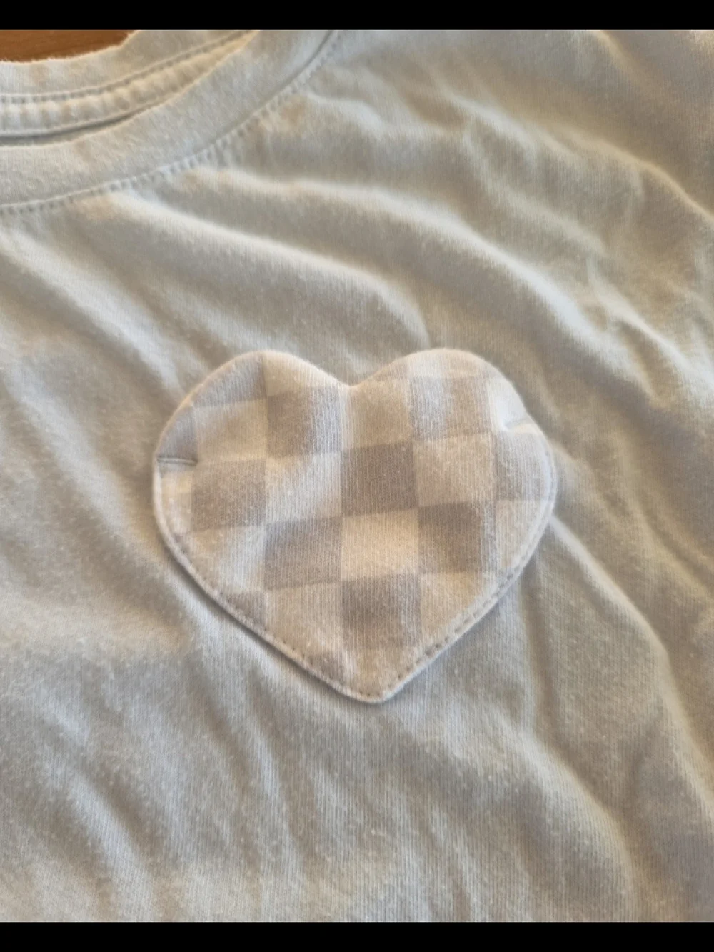 Girls Light Blue Short-Sleeve Tee with Heart Patch